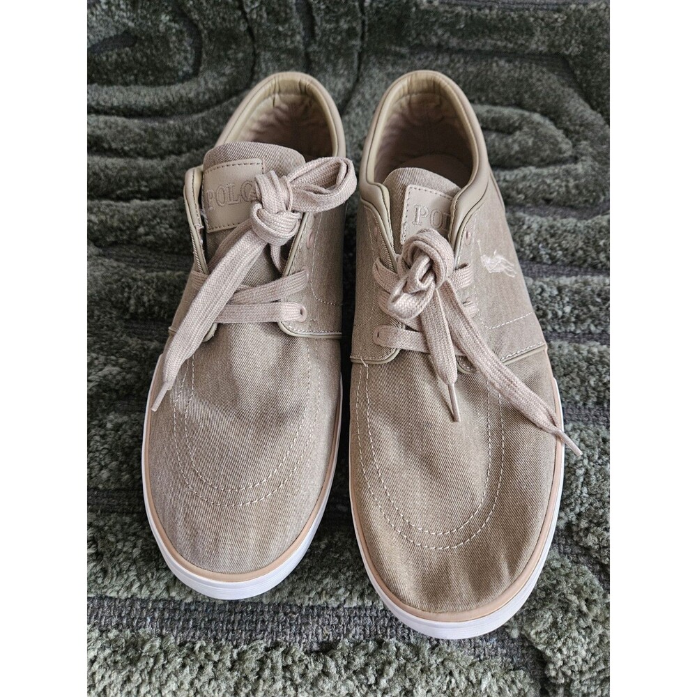 Polo Ralph Lauren Faxon Low Men’s Beige Canvas Lace-Up Sneakers US 12 D